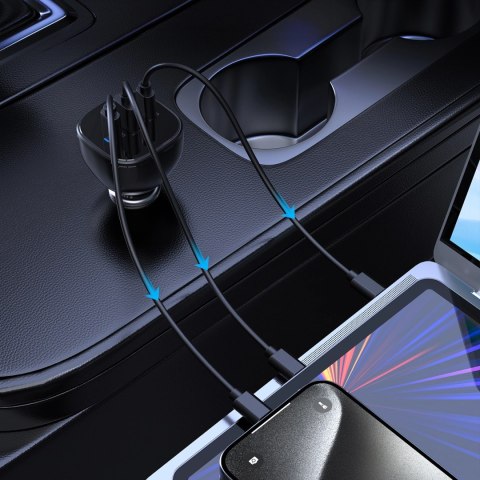 Ładowarka Choetech TC0024 samochodowa 160W 2x USB-C PD 3.1 1x USB-A - czarna Ładowarka Choetech TC0024 samochodowa 160W 2x USB-C PD 3.1 1x USB-A - czarna