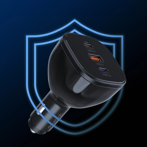 Ładowarka Choetech TC0024 samochodowa 160W 2x USB-C PD 3.1 1x USB-A - czarna Ładowarka Choetech TC0024 samochodowa 160W 2x USB-C PD 3.1 1x USB-A - czarna