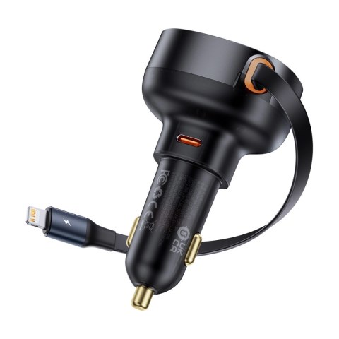Ładowarka samochodowa Baseus Enjoyment Pro USB-C (żeńskie) / Lightning (męski) 60W - czarna Ładowarka samochodowa Baseus Enjoyment Pro USB-C (żeńskie) / Lightning (męski) 60W - czarna