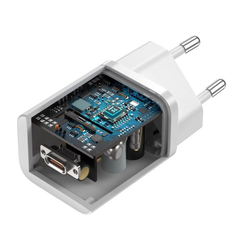 Szybka ładowarka sieciowa Baseus Si USB-C 25W 3A z kablem USB-C / USB-C 1m - biały Szybka ładowarka sieciowa Baseus Si USB-C 25W 3A z kablem USB-C / USB-C 1m - biały