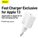 Szybka ładowarka sieciowa Baseus Si USB-C 25W 3A z kablem USB-C / USB-C 1m - biały