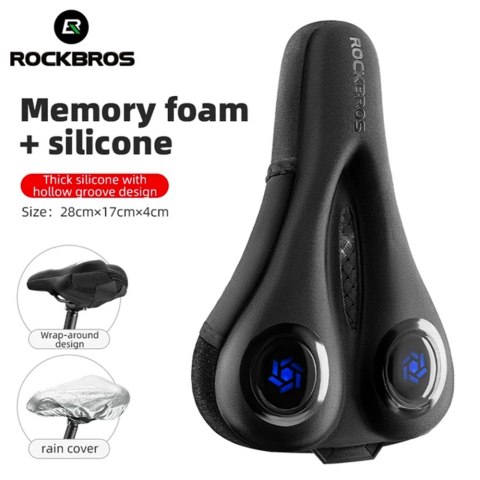 Pokrowiec na siodełko Rockbros LF044BL z osłoną przeciwdeszczową - czarno-niebieskie Pokrowiec na siodełko Rockbros LF044BL z osłoną przeciwdeszczową - czarno-niebieskie