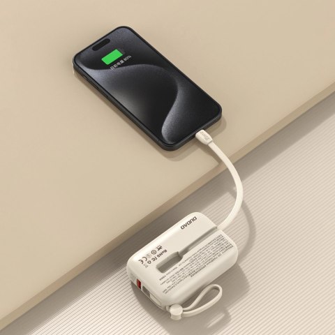 Powerbank Dudao K14 10000mAh z kablami USB-C / Lightning - beżowy Powerbank Dudao K14 10000mAh z kablami USB-C / Lightning - beżowy