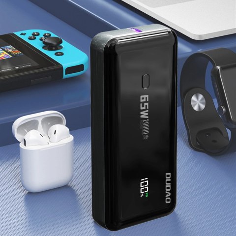 Powerbank Dudao K65 20000mAh 65W 1x USB-C 2x USB-A z wyświetlaczem - czarny Powerbank Dudao K65 20000mAh 65W 1x USB-C 2x USB-A z wyświetlaczem - czarny