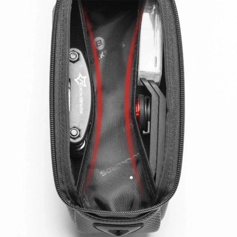 Sakwa rowerowa Rockbros B68 na ramę pancerna z kieszonką na telefon i pokrowcem 1.7l - czarna Sakwa rowerowa Rockbros B68 na ramę pancerna z kieszonką na telefon i pokrowcem 1.7l - czarna