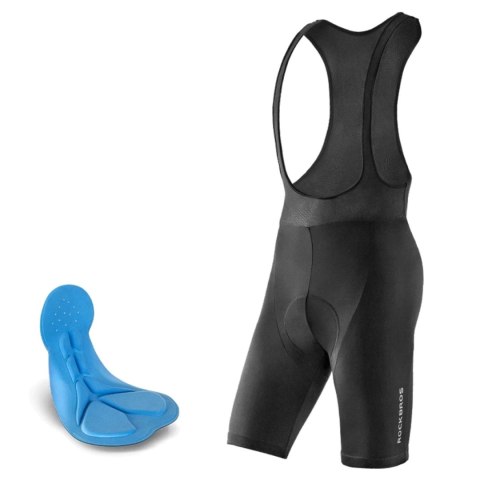 Spodenki rowerowe Rockbros RK2002XL krótkie na szelkach z wkładką XL - czarne Spodenki rowerowe Rockbros RK2002XL krótkie na szelkach z wkładką XL - czarne