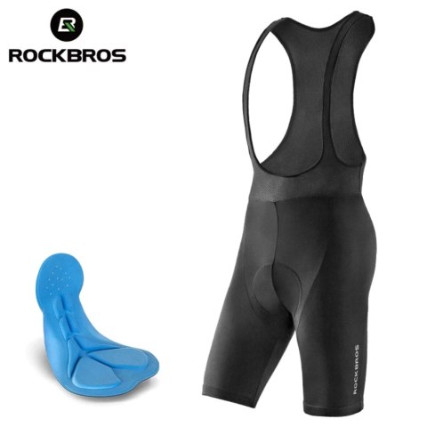 Spodenki rowerowe Rockbros RK2002XL krótkie na szelkach z wkładką XL - czarne Spodenki rowerowe Rockbros RK2002XL krótkie na szelkach z wkładką XL - czarne