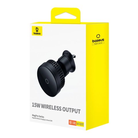 Uchwyt samochodowy Baseus MagPro Series z ładowarką indukcyjną 15W na kratkę nawiewu - czarny Uchwyt samochodowy Baseus MagPro Series z ładowarką indukcyjną 15W na kratkę nawiewu - czarny