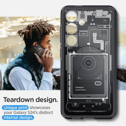 Etui Spigen Ultra Hybrid na Samsung Galaxy S24 - ciemnoszare (wzór Zero One) Etui Spigen Ultra Hybrid na Samsung Galaxy S24 - ciemnoszare (wzór Zero One)
