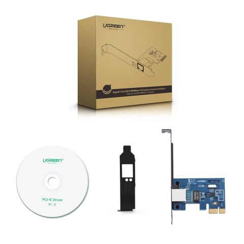 Karta sieciowa Ugreen US230 Gigabit 10/100/1000Mbps PCI-E - czarna Karta sieciowa Ugreen US230 Gigabit 10/100/1000Mbps PCI-E - czarna