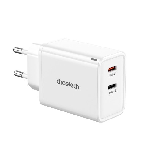 Ładowarka sieciowa Choetech PD6013 2x USB-C PD 65W GaN - biała Ładowarka sieciowa Choetech PD6013 2x USB-C PD 65W GaN - biała