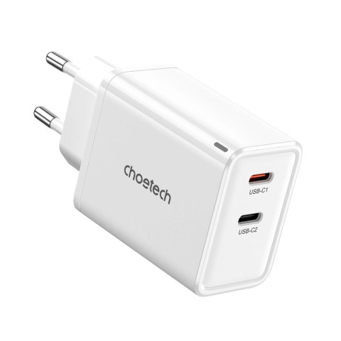 Ładowarka sieciowa Choetech PD6013 2x USB-C PD 65W GaN - biała Ładowarka sieciowa Choetech PD6013 2x USB-C PD 65W GaN - biała