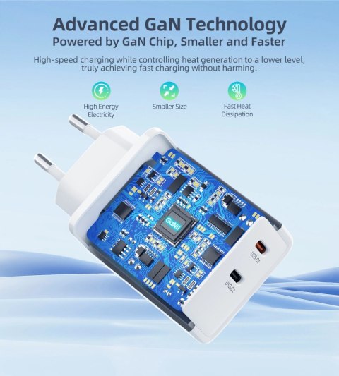 Ładowarka sieciowa Choetech PD6013 2x USB-C PD 65W GaN - biała Ładowarka sieciowa Choetech PD6013 2x USB-C PD 65W GaN - biała