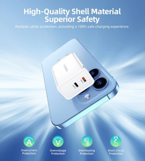 Ładowarka sieciowa Choetech PD6013 2x USB-C PD 65W GaN - biała Ładowarka sieciowa Choetech PD6013 2x USB-C PD 65W GaN - biała