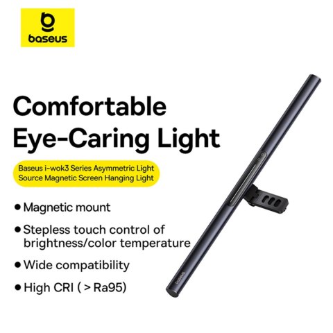Lampa Baseus i-wok 3 BS-LT007 na monitor magnetyczna asymetryczna - czarna Lampa Baseus i-wok 3 BS-LT007 na monitor magnetyczna asymetryczna - czarna