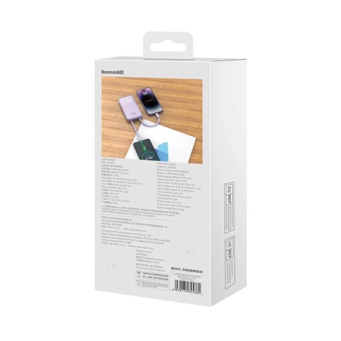 Powerbank Baseus Comet Series z wyświetlaczem 10000mAh 22.5W - fioletowy + kabel USB-A / USB-C Powerbank Baseus Comet Series z wyświetlaczem 10000mAh 22.5W - fioletowy + kabel USB-A / USB-C