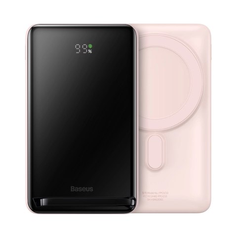 Powerbank Baseus Magnetic Bracket 10000mAh 20W z MagSafe - różowy + kabel USB-C 60W 0.5m