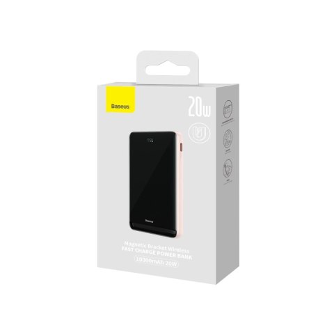 Powerbank Baseus Magnetic Bracket 10000mAh 20W z MagSafe - różowy + kabel USB-C 60W 0.5m Powerbank Baseus Magnetic Bracket 10000mAh 20W z MagSafe - różowy + kabel USB-C 60W 0.5m