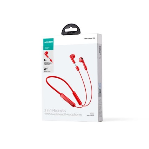 Sportowe słuchawki bezprzewodowe typu neckband Joyroom JR-DS1 - czerwone Sportowe słuchawki bezprzewodowe typu neckband Joyroom JR-DS1 - czerwone