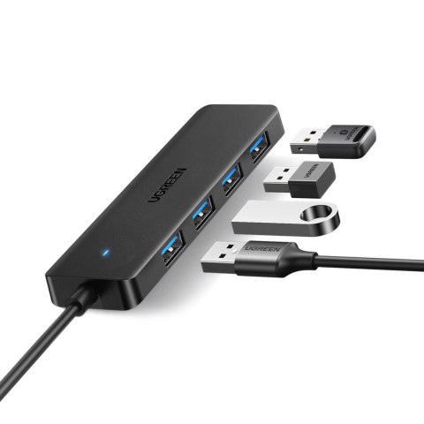 HUB Ugreen CM219 25851 z 4 portami USB-A 3.0 i kablem USB-A 3.0 15cm - czarny HUB Ugreen CM219 25851 z 4 portami USB-A 3.0 i kablem USB-A 3.0 15cm - czarny