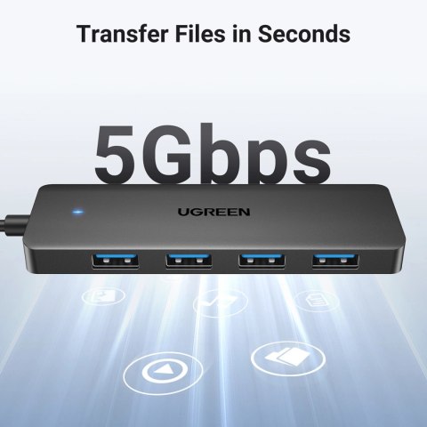 HUB Ugreen CM219 25851 z 4 portami USB-A 3.0 i kablem USB-A 3.0 15cm - czarny HUB Ugreen CM219 25851 z 4 portami USB-A 3.0 i kablem USB-A 3.0 15cm - czarny
