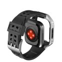Kingxbar CYF136 2w1 pancerne etui Apple Watch SE, 6, 5, 4 (44 mm) ze stali nierdzewnej z paskiem srebrne