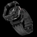 Kingxbar CYF140 2w1 pancerne etui Apple Watch 9, 8, 7 (45 mm) ze stali nierdzewnej z paskiem czarne