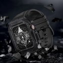 Kingxbar CYF140 2w1 pancerne etui Apple Watch 9, 8, 7 (45 mm) ze stali nierdzewnej z paskiem czarne