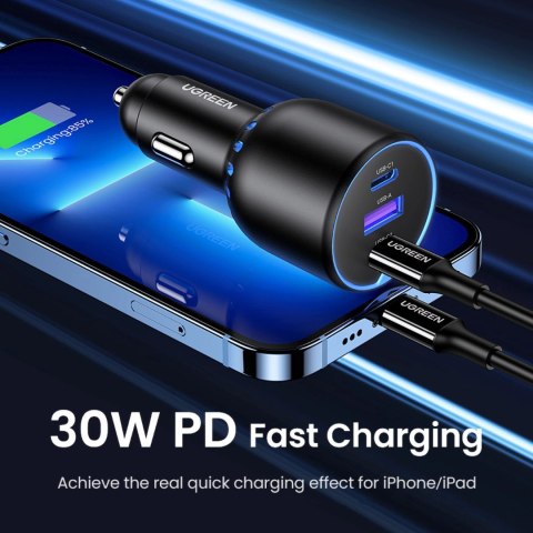 Ładowarka samochodowa Ugreen CD293 2x USB-C PD i 1x USB-A 130W - czarna Ładowarka samochodowa Ugreen CD293 2x USB-C PD i 1x USB-A 130W - czarna
