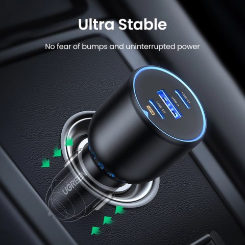Ładowarka samochodowa Ugreen CD293 2x USB-C PD i 1x USB-A 130W - czarna Ładowarka samochodowa Ugreen CD293 2x USB-C PD i 1x USB-A 130W - czarna
