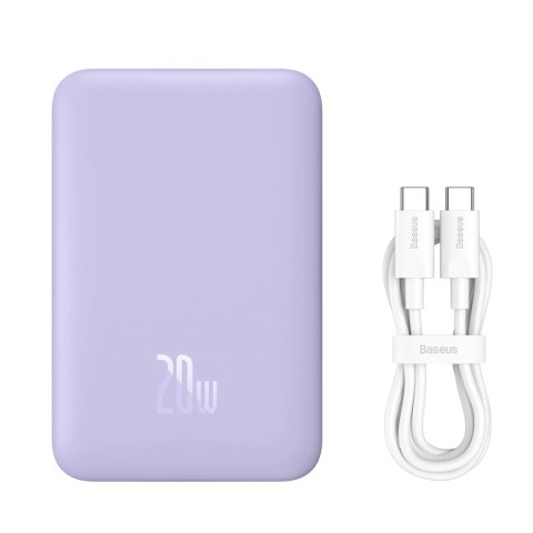 Powerbank Baseus Magnetic Mini indukcyjny 10000mAh 20W - fioletowy + kabel USB-C - USB-C Powerbank Baseus Magnetic Mini indukcyjny 10000mAh 20W - fioletowy + kabel USB-C - USB-C