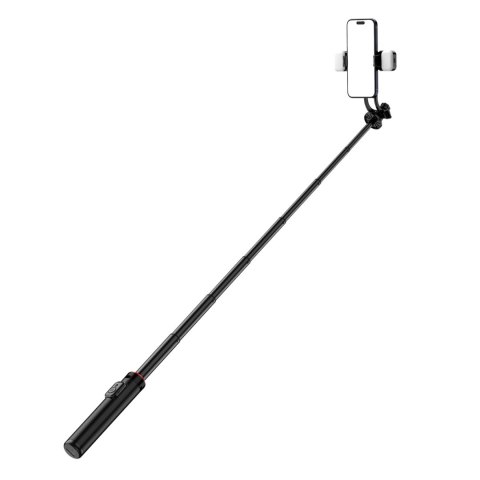 Selfie stick WC12YDS teleskopowy tripod 1.3m ze stopu aluminium z podwójną lampą i uchwytem na telefon - czarny Selfie stick WC12YDS teleskopowy tripod 1.3m ze stopu aluminium z podwójną lampą i uchwytem na telefon - czarny