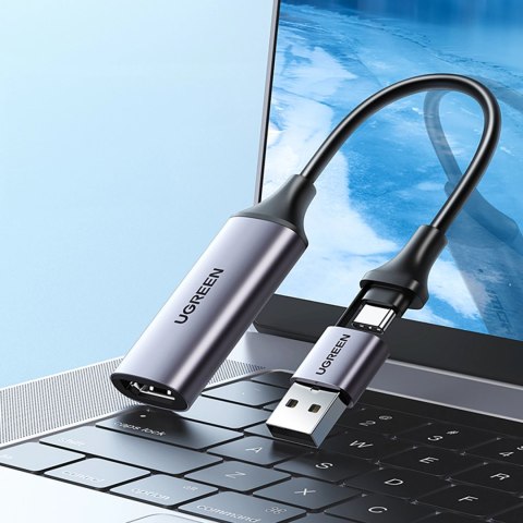 Adapter Ugreen CM489 40189 HDMI (żeński) - USB-A / USB-C (męski) - szary Adapter Ugreen CM489 40189 HDMI (żeński) - USB-A / USB-C (męski) - szary