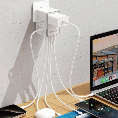 Adapter podróżny Dudao A35Pro 35W EU / UK / AUS / US / JP 3x USB-C 2x USB-A - biały Adapter podróżny Dudao A35Pro 35W EU / UK / AUS / US / JP 3x USB-C 2x USB-A - biały