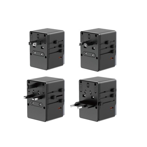 Adapter podróżny Dudao A35Pro 35W EU / UK / AUS / US / JP 3x USB-C 2x USB-A - czarny Adapter podróżny Dudao A35Pro 35W EU / UK / AUS / US / JP 3x USB-C 2x USB-A - czarny