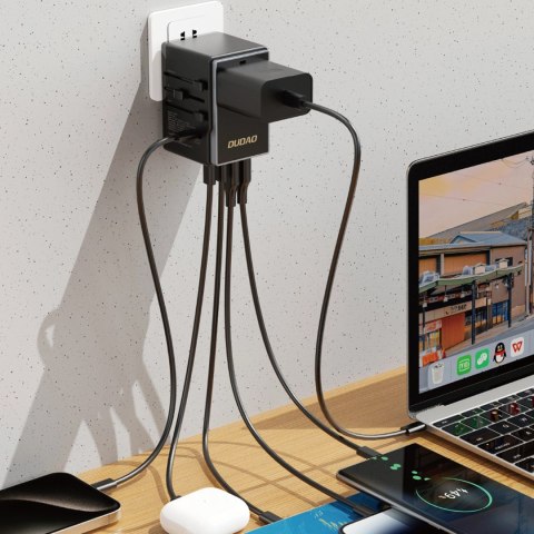 Adapter podróżny Dudao A35Pro 35W EU / UK / AUS / US / JP 3x USB-C 2x USB-A - czarny Adapter podróżny Dudao A35Pro 35W EU / UK / AUS / US / JP 3x USB-C 2x USB-A - czarny