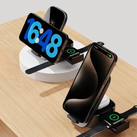Ładowarka Dudao A11Pro+ indukcyjna 15W 3w1 do telefonu / smartwatcha / słuchawek - czarna Ładowarka Dudao A11Pro+ indukcyjna 15W 3w1 do telefonu / smartwatcha / słuchawek - czarna