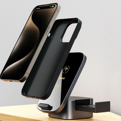 Ładowarka Dudao A11Pro+ indukcyjna 15W 3w1 do telefonu / smartwatcha / słuchawek - czarna Ładowarka Dudao A11Pro+ indukcyjna 15W 3w1 do telefonu / smartwatcha / słuchawek - czarna