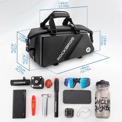 Torba Rockbros 30140090001 rowerowa na bagażnik 11,6l - czarna Torba Rockbros 30140090001 rowerowa na bagażnik 11,6l - czarna