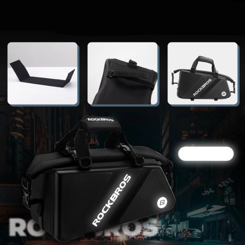 Torba Rockbros 30140090001 rowerowa na bagażnik 11,6l - czarna Torba Rockbros 30140090001 rowerowa na bagażnik 11,6l - czarna