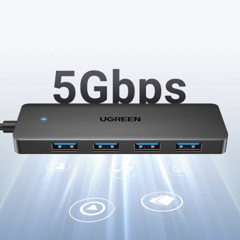 HUB Ugreen CM219 35574 z 4 portami USB-A 3.0 i kablem USB-A 3.0 1m - czarny HUB Ugreen CM219 35574 z 4 portami USB-A 3.0 i kablem USB-A 3.0 1m - czarny