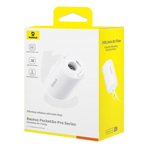 Pompka Baseus PocketGo Pro turystyczna z funkcją odpompowywania powietrza i latarką LED - biała Pompka Baseus PocketGo Pro turystyczna z funkcją odpompowywania powietrza i latarką LED - biała