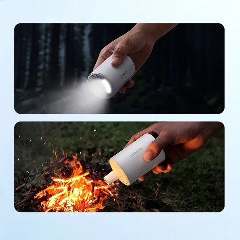 Pompka Baseus PocketGo Pro turystyczna z funkcją odpompowywania powietrza i latarką LED - biała Pompka Baseus PocketGo Pro turystyczna z funkcją odpompowywania powietrza i latarką LED - biała