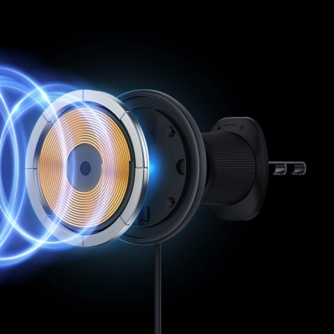 Uchwyt Baseus CW01 samochodowy na iPhone z ładowarką indukcyjną 15W na kratkę nawiewu - czarny Uchwyt Baseus CW01 samochodowy na iPhone z ładowarką indukcyjną 15W na kratkę nawiewu - czarny