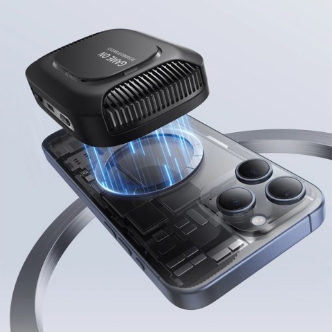 Wentylator do chłodzenia smartfona Baseus MagPro II z ładowaniem indukcyjnym 15W i podstawką - czarny Wentylator do chłodzenia smartfona Baseus MagPro II z ładowaniem indukcyjnym 15W i podstawką - czarny