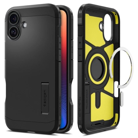 Etui Spigen Tough Armor MagSafe z podstawką na iPhone 16 - czarne Etui Spigen Tough Armor MagSafe z podstawką na iPhone 16 - czarne
