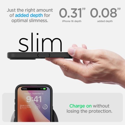 Spigen Ultra Hybrid MagSafe na iPhone 16 - czarne Spigen Ultra Hybrid MagSafe na iPhone 16 - czarne
