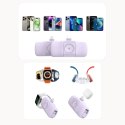 Mini powerbank Wozinsky WF16-YCS 5000mAh 15W USB-C z wbudowanym kablem USB-C i ładowarką do Apple Watch - fioletowy