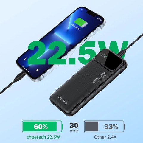 Powerbank Choetech B729 20000mAh 22.5W PD USB-A / USB-C - czarny Powerbank Choetech B729 20000mAh 22.5W PD USB-A / USB-C - czarny