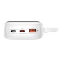 Powerbank Baseus Qpow Pro+ 20000mAh 22.5W z wbudowanym kablem USB-C i wyświetlaczem - biały